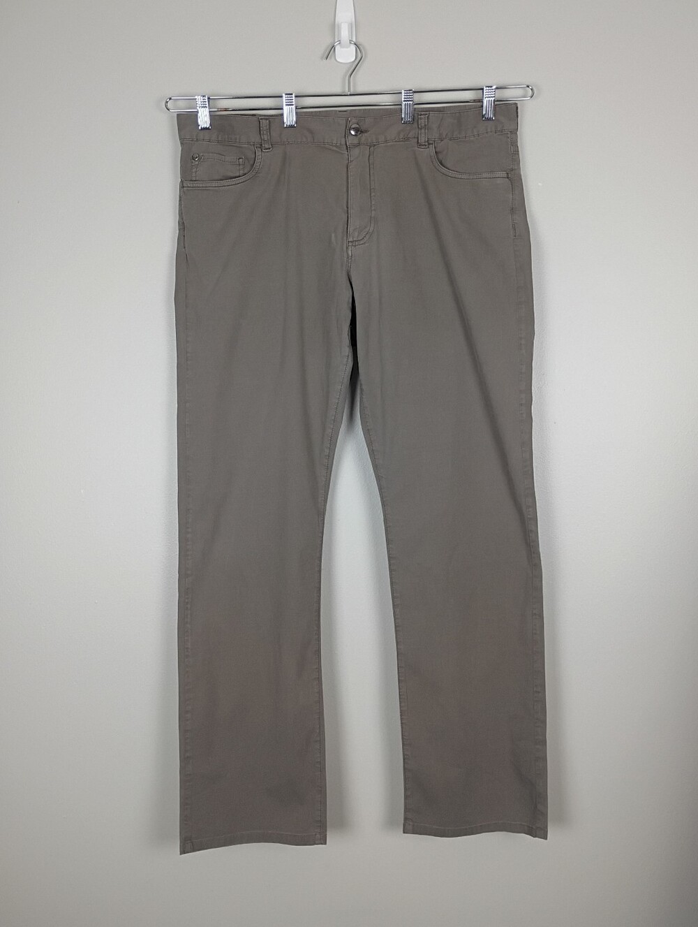 Canali Mens Pants IT 60 US 42 Taupe Brown Cotton Silk Stretch Regular Fit Flaw